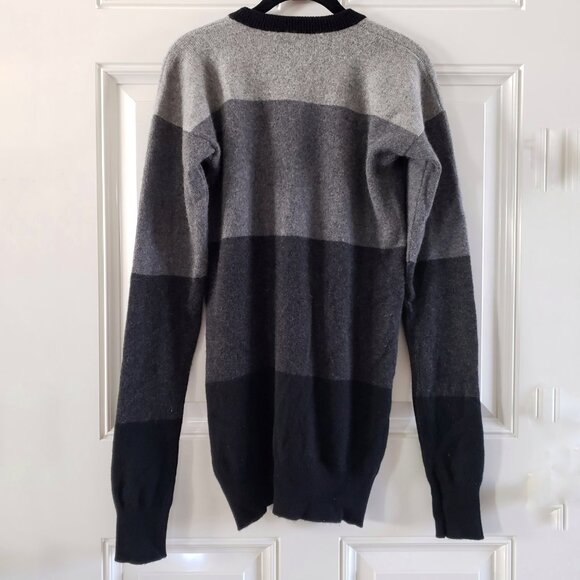 CLAN DOUGLAS Men's Crew Neck 100% Cashmere Ombre/Stripe Sweater SZ XL Long - Picture 3 of 15
